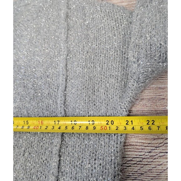 JLO Jennifer Lopez XS Gray & Silver Sparkly Sweater Holiday Festive New Year's - Picture 6 of 14
